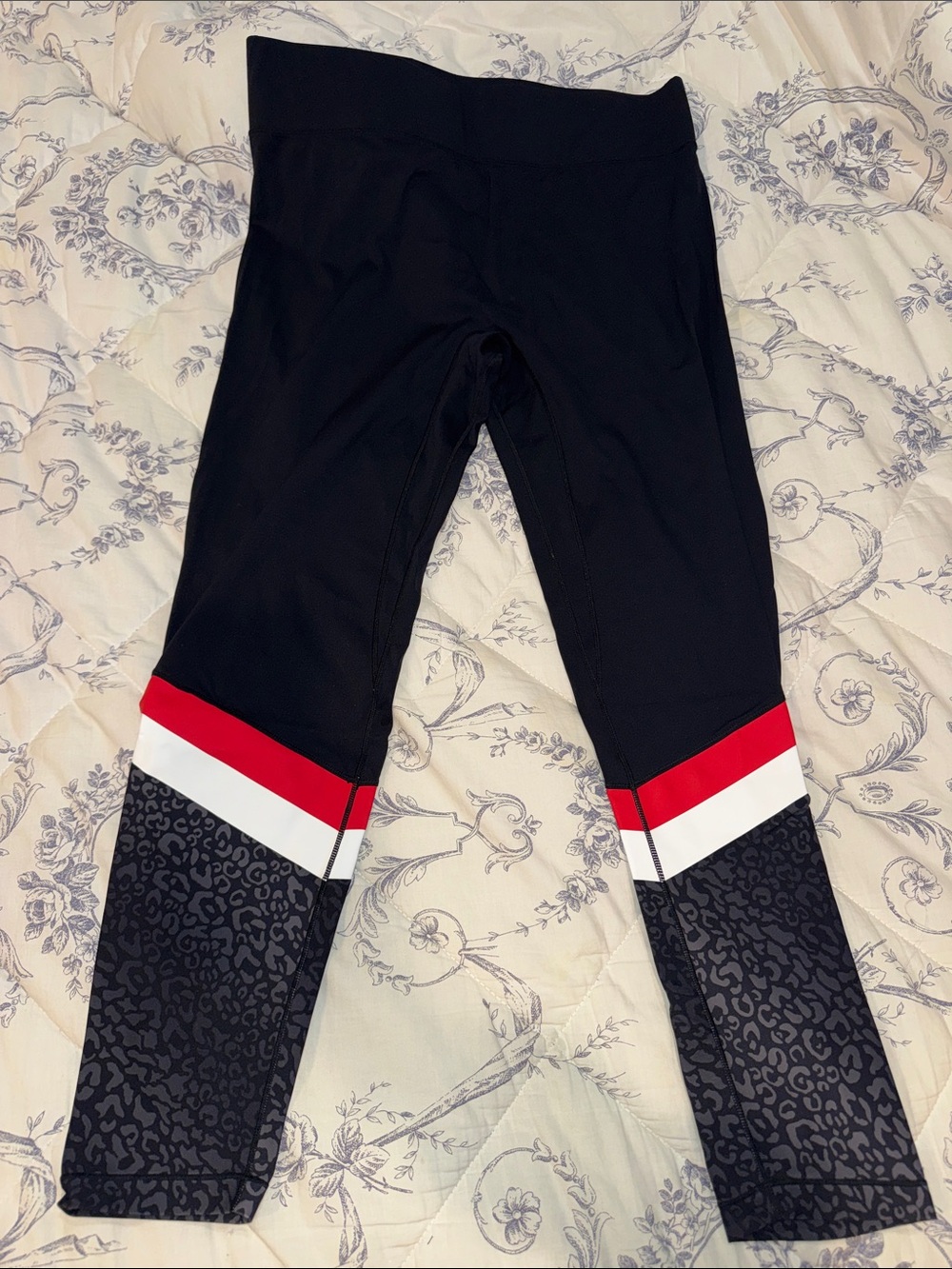 ALL ACCESS Black Leggings with Red and White Stripe Accents
